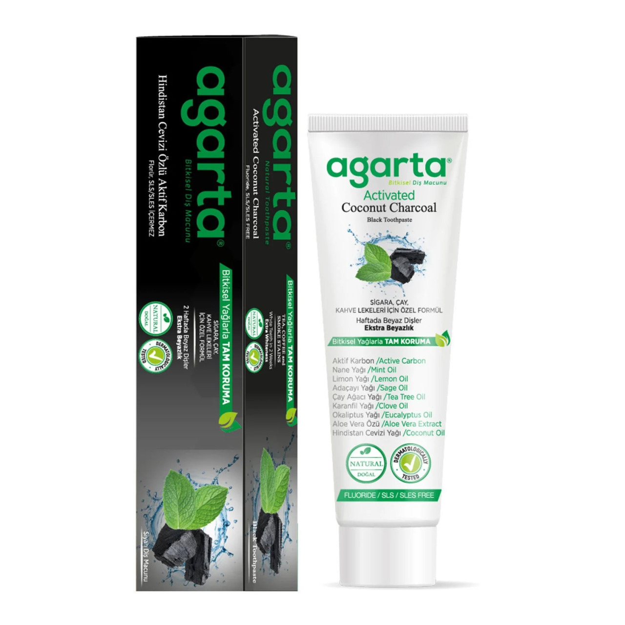 Agarta Hindistan Cevizi Özlü Aktif Karbon Diş Macunu 100 ml - 1