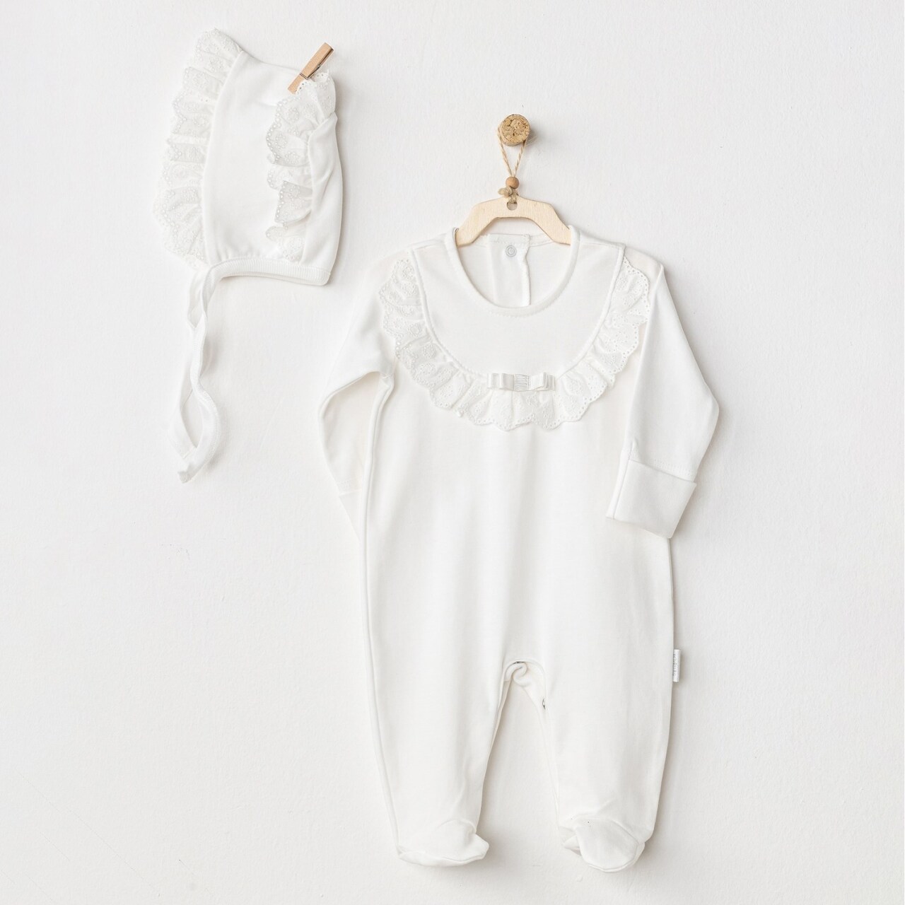 Andywawa AC24504 Petit Love Bebek Tulum Takım Ekru - 1