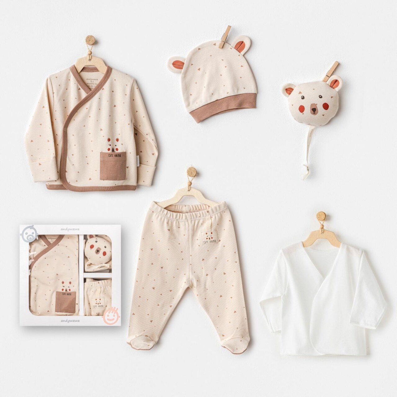 Andywawa AC25020 Adventurous Bear 5'Li Hastane Çıkışı Beige - 1