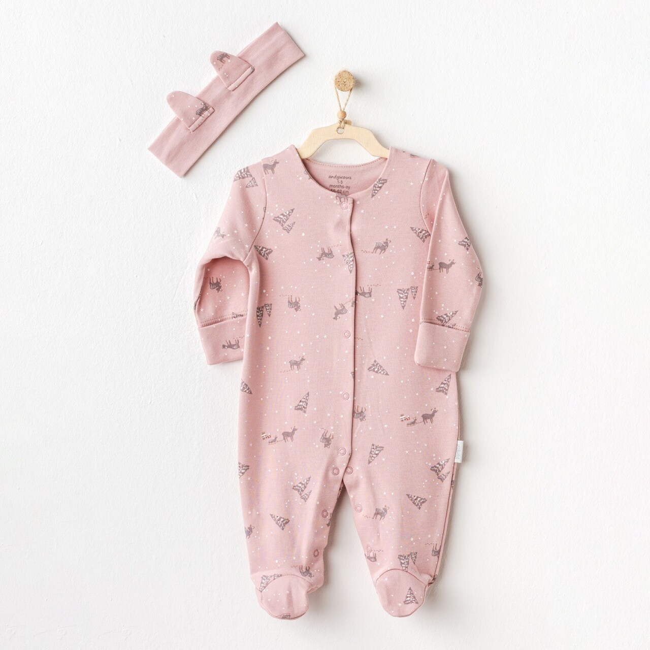 Andywawa AC25044 Puppy Gazelle Bebe Tulum Takım Pink - 1