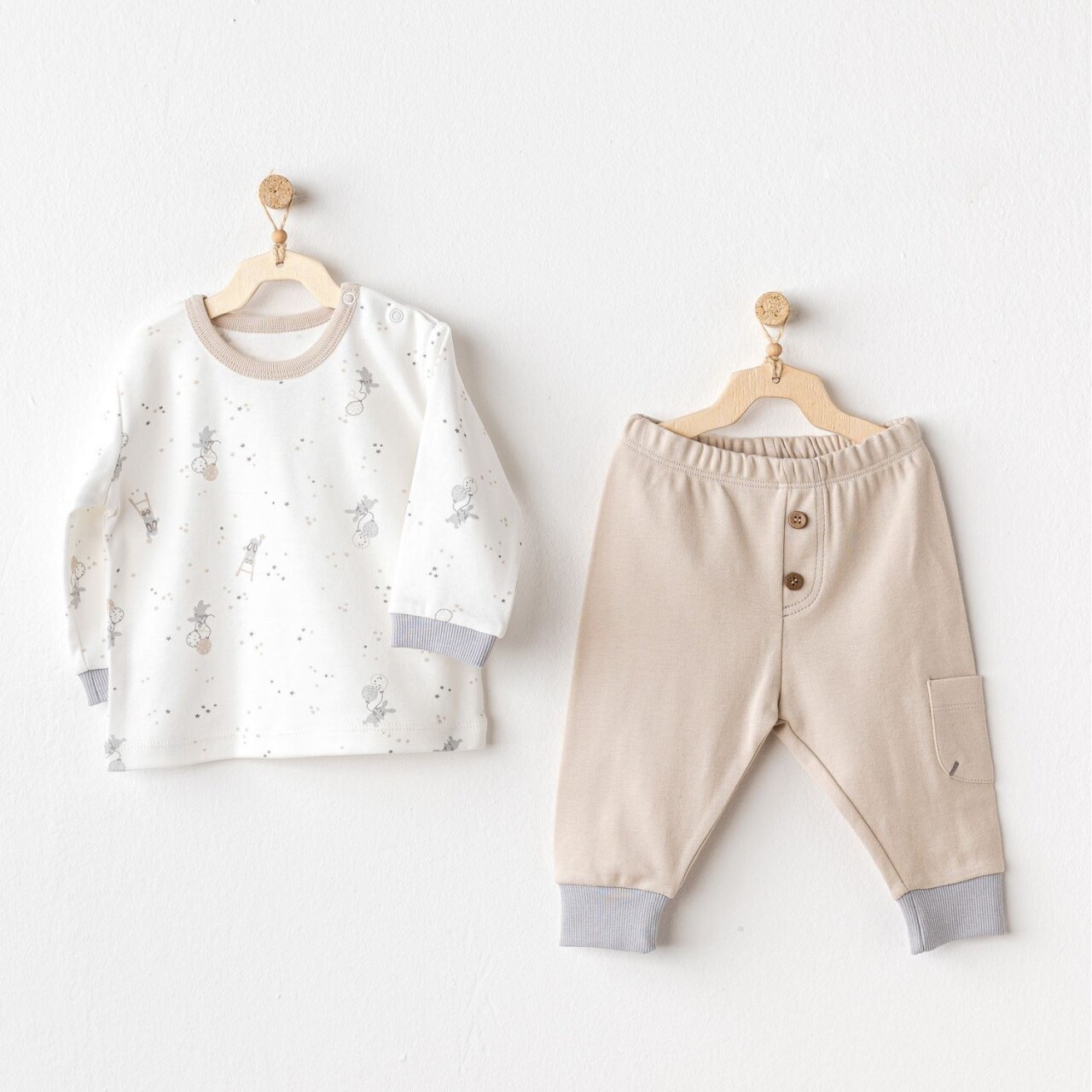 Andywawa AC25065 Happy Everyday 2'Li Bebe Takım Beige - 1