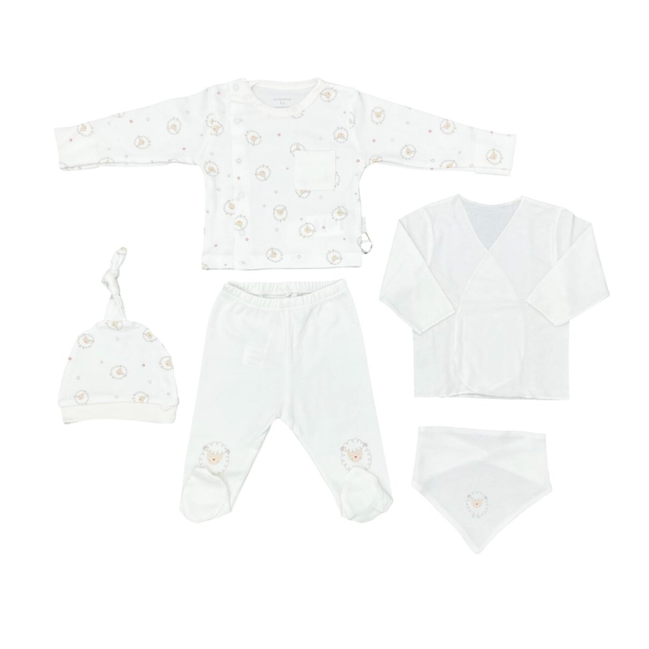 Andywawa AC25560 Newborn Set Tinny Ships 5'Li Hastane Çıkışı Ekru - 1