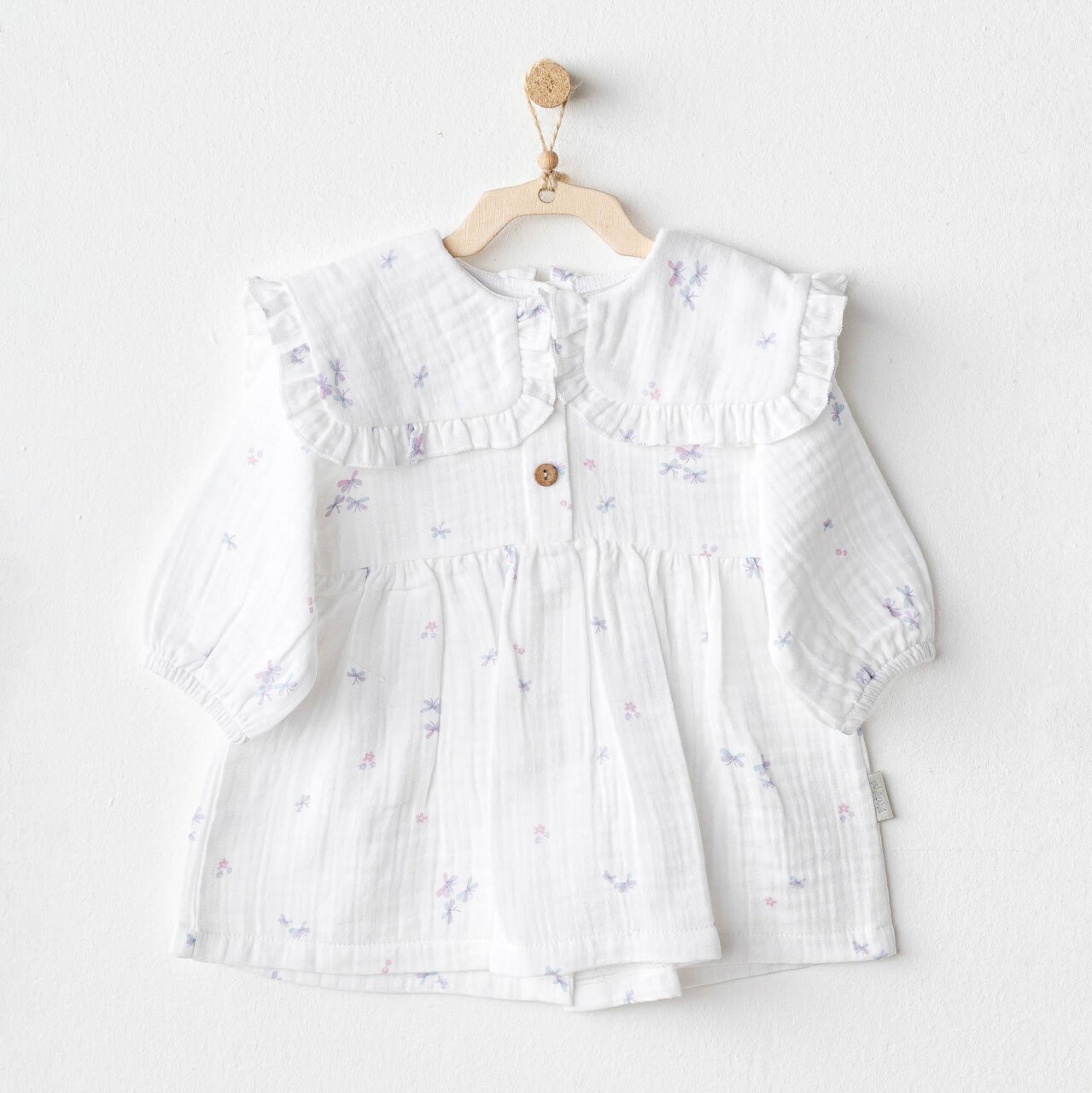 Andywawa AC25585 Magical Butterfly Müslin Bebek Elbise White - 1