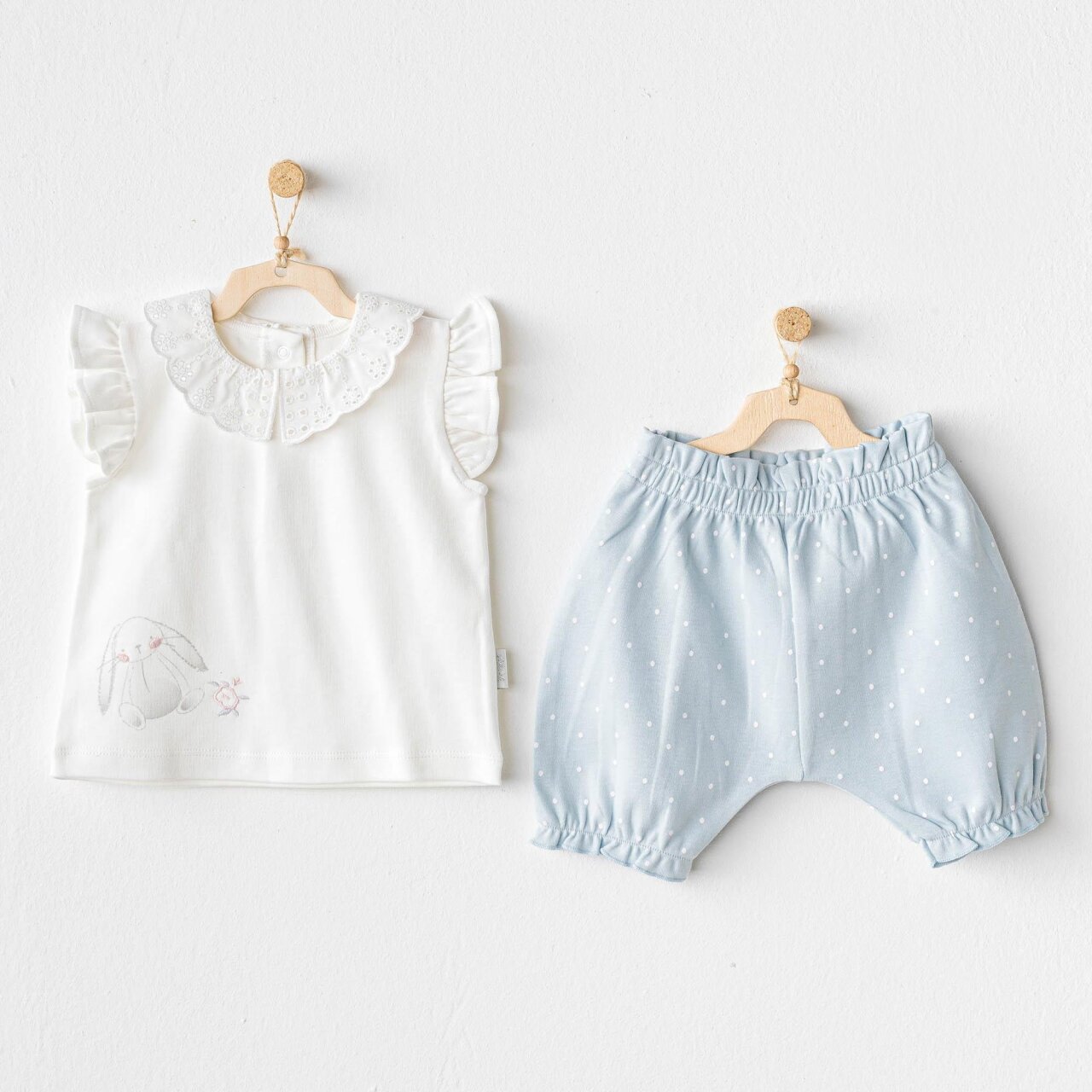 Andywawa AC25630 Cuddly Bunny Bear 2'Li Bebe Takım Blue - 1