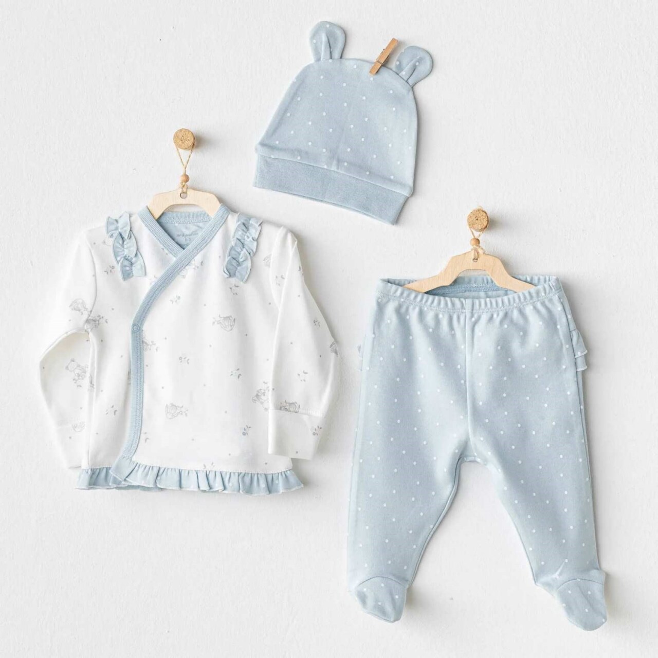 Andywawa AC25646 Cuddly Bunny Bear 3'Lü Zıbın Set Blue - 1
