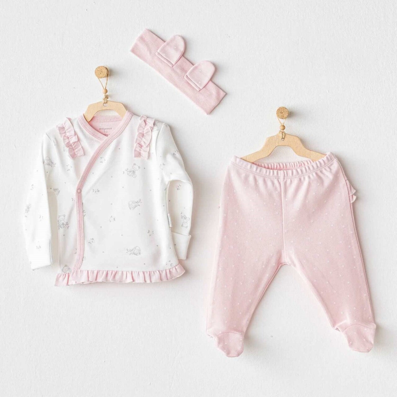 Andywawa AC25647 Cuddly Bunny Bear 3'Lü Zıbın Set Pink - 1