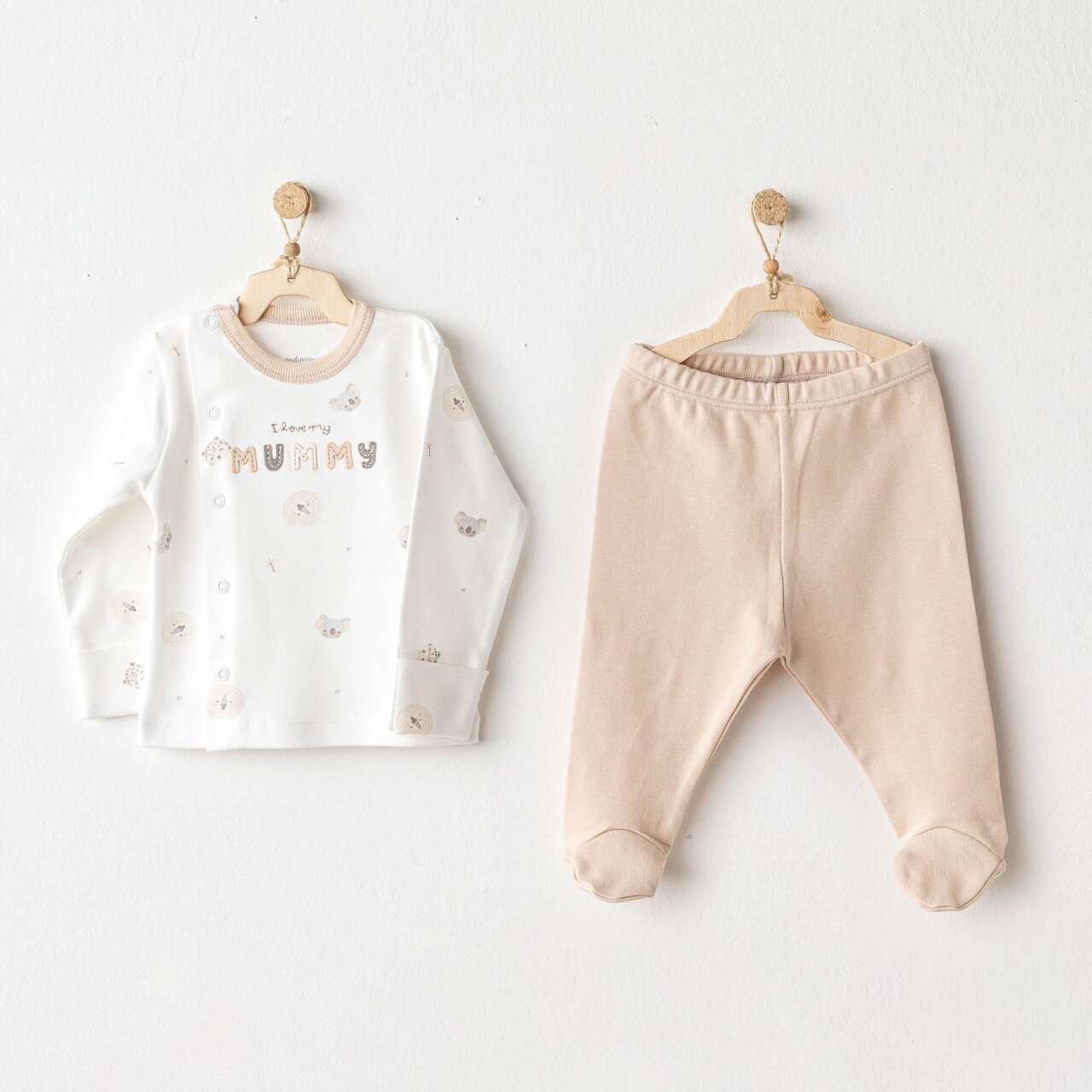 Andywawa AC25849 Happy Animals 2'Li Zıbın Set Beige - 1