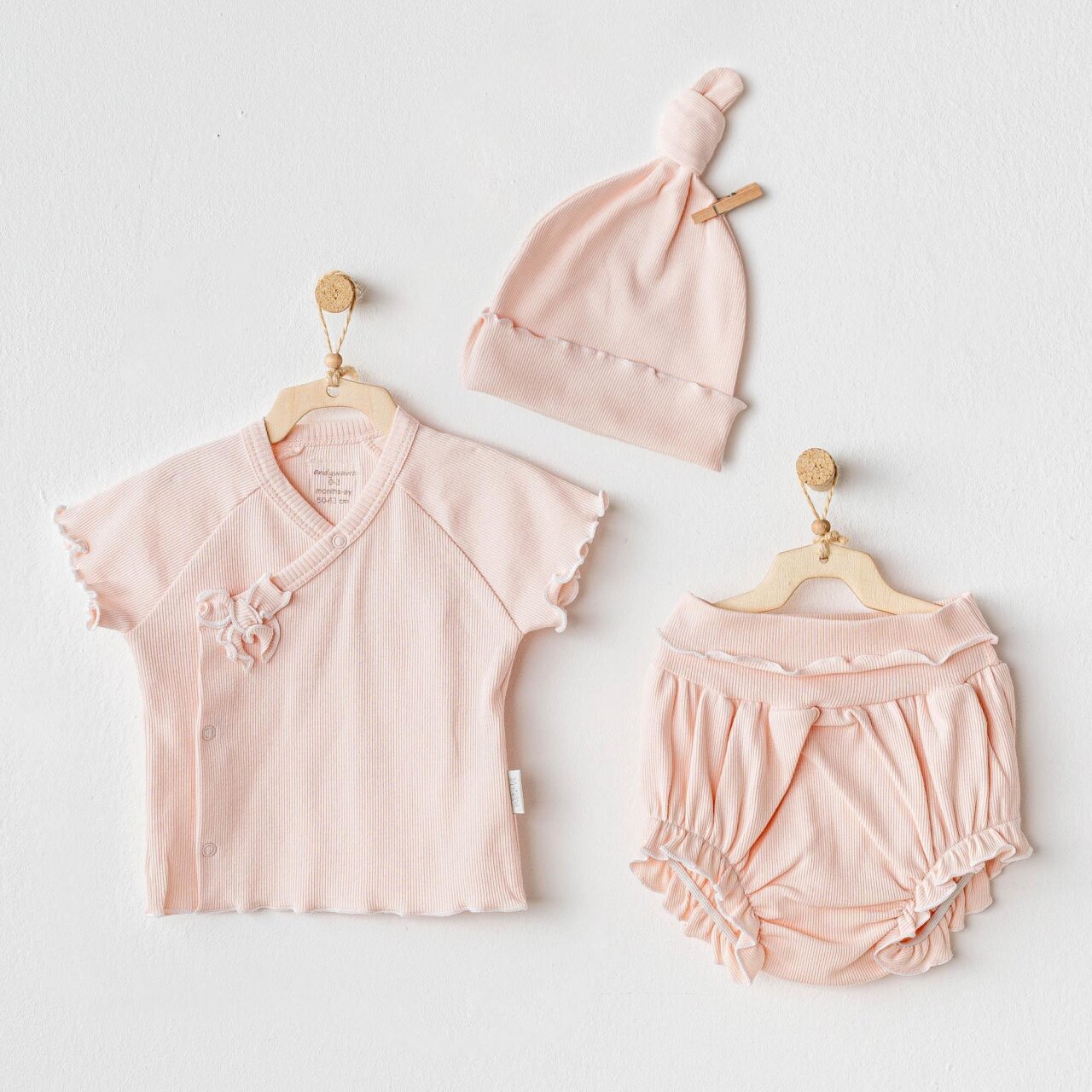 Andywawa AC25899 3'Lü Basic Bebe Takım Salmon - 1
