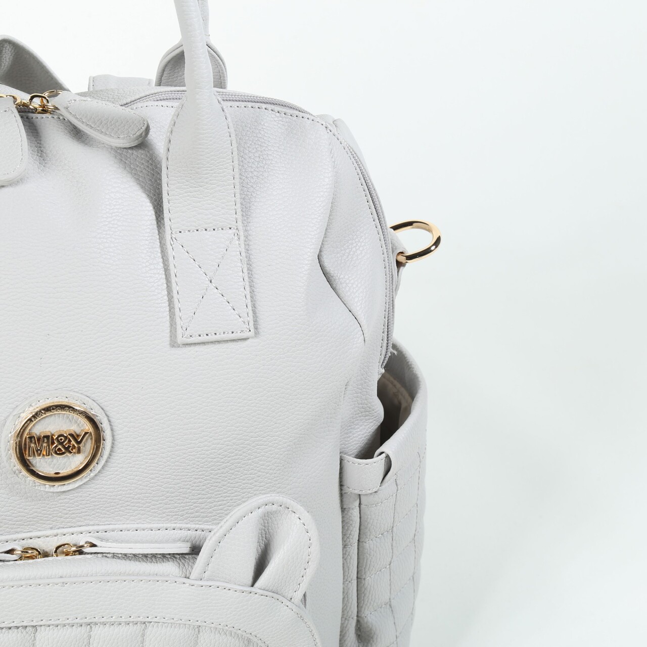 M&Y Kitty Deri Anne Bebek Bakım Sırt Çantası 7271 Gri - 5