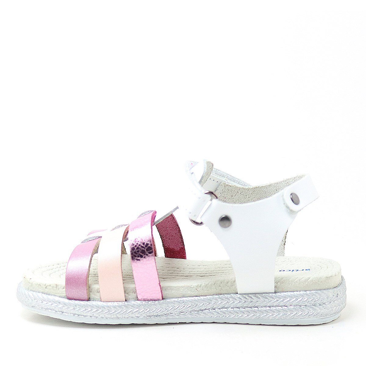 صندل أرتيكو بيليني فاكيتا من الجلد الطبيعي باللون الأبيض والفوشيا والوردي للبنات - 3