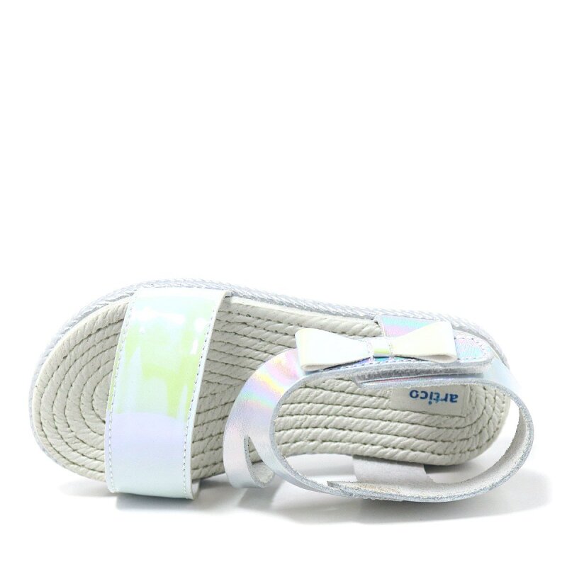 صندل أرتيكو إلينيس المصنوع من الجلد الطبيعي باللون الفضي للبنات - 6