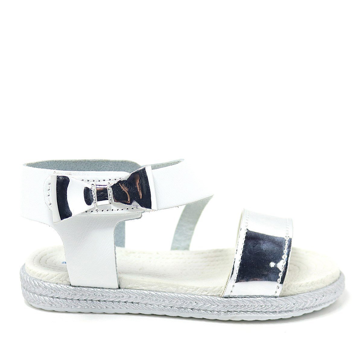 صندل أرتيكو إلينيس من الجلد الطبيعي باللون الأبيض والفضي للبنات - 2