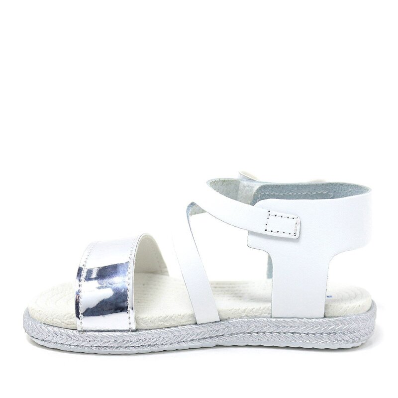 صندل أرتيكو إلينيس من الجلد الطبيعي باللون الأبيض والفضي للبنات - 3