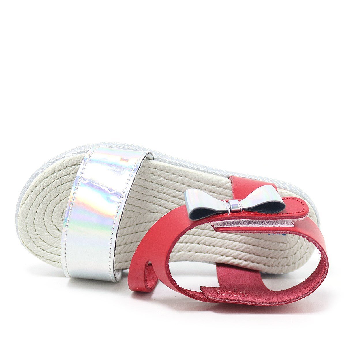 صندل أرتيكو إلينيس من الجلد الطبيعي باللون الأحمر والفضي للبنات - 6