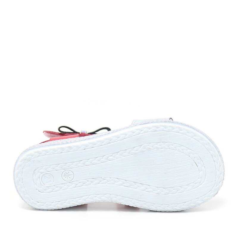 صندل أرتيكو إلينيس من الجلد الطبيعي باللون الأحمر والفضي للبنات - 7