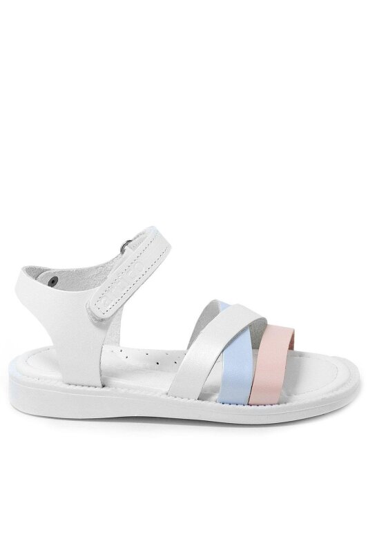 صندل أرتيكو أليكسيا من الجلد الطبيعي بتصميم فاكيتا وردي وأبيض للبنات - 2