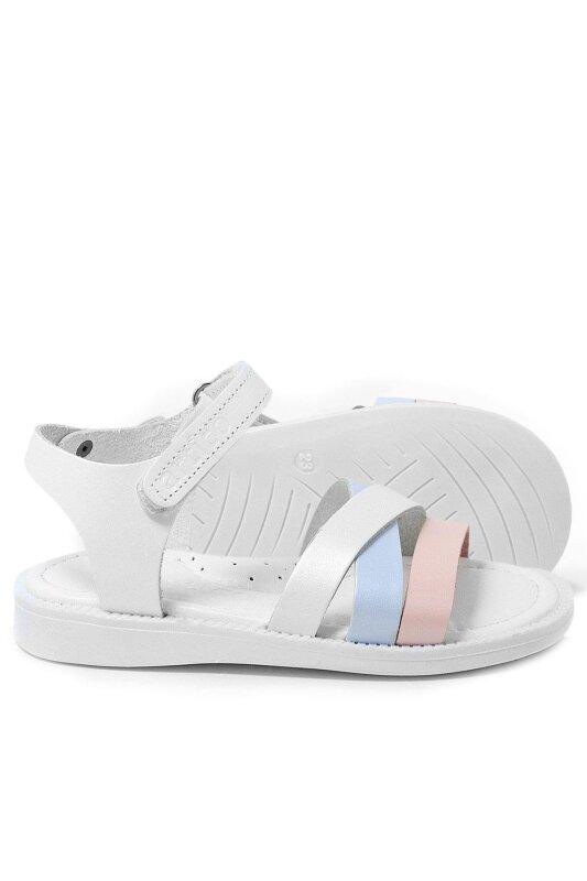 صندل أرتيكو أليكسيا من الجلد الطبيعي بتصميم فاكيتا وردي وأبيض للبنات - 5