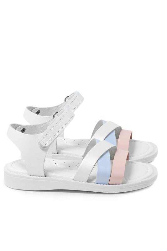 صندل أرتيكو أليكسيا من الجلد الطبيعي بتصميم فاكيتا وردي وأبيض للبنات - 7