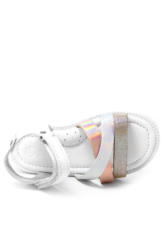 صندل أرتيكو أليكسيا فاكيتا من الجلد الطبيعي باللون الوردي والأبيض للبنات - 6