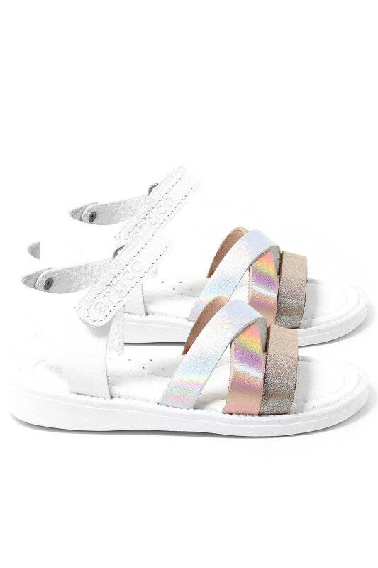 صندل أرتيكو أليكسيا فاكيتا من الجلد الطبيعي باللون الوردي والأبيض للبنات - 7