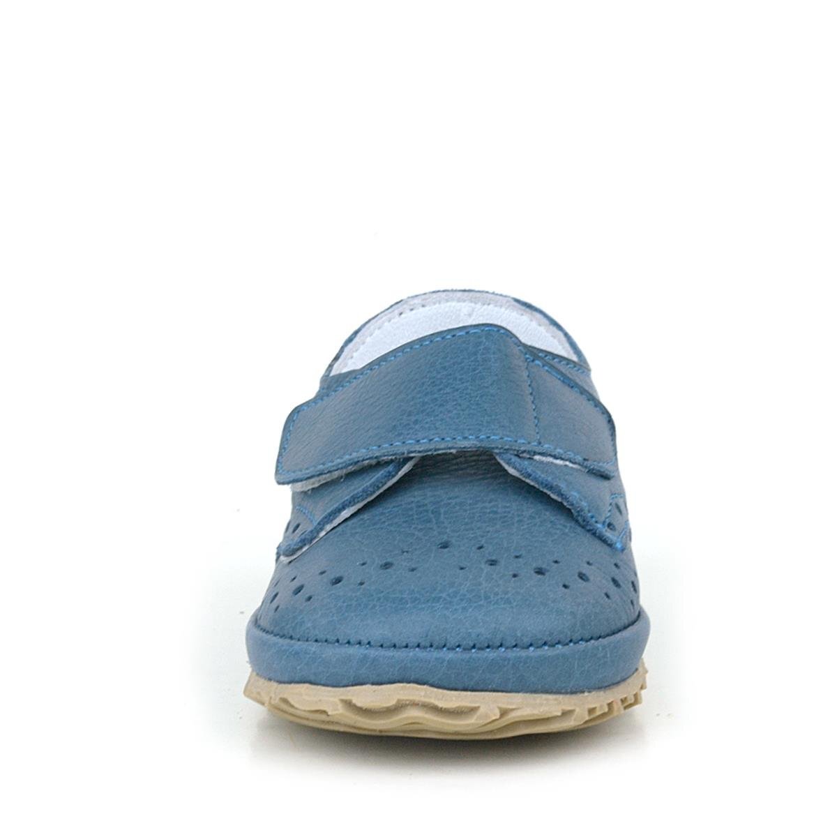 Hakiki Deri Lacivert Mavi Cırtlı Bebek Patik Ayakkabı - 3