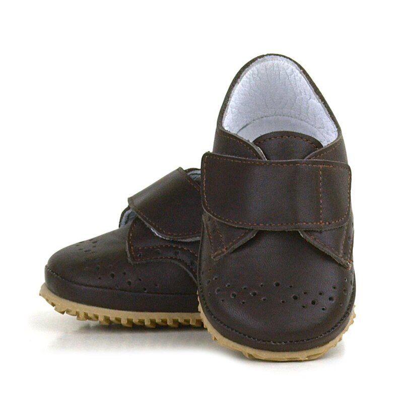 Hakiki Deri Kahverengi Cırtlı Bebek Patik Ayakkabı - 7