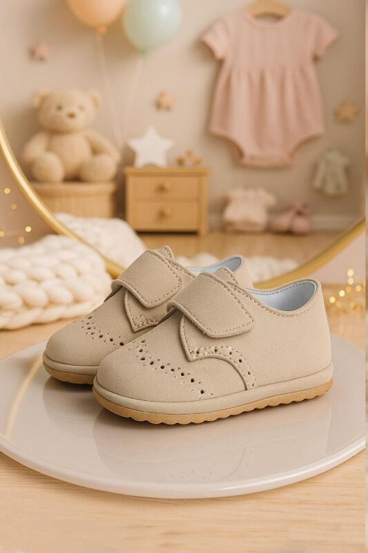 Hakiki Deri Vizon Cırtlı Bebek Patik Ayakkabı - hapshoe kids