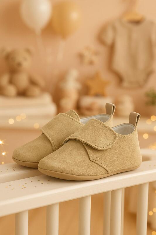 Booba Hakiki Deri Vizon Cırtlı Bebek Patik - hapshoe kids