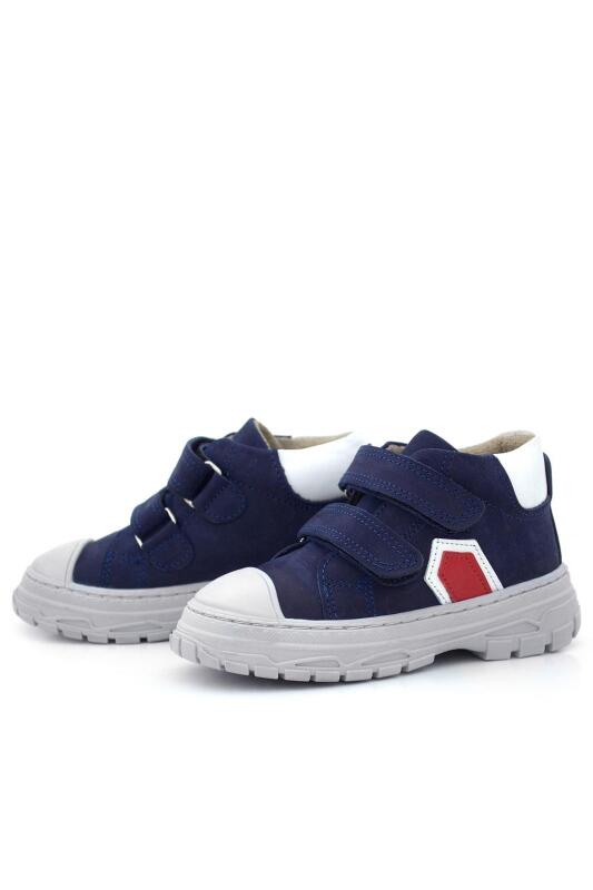 Rakerplus Tails Hakiki Deri Lacivert Kırmızı Cırtlı Çocuk Spor Bot - 5