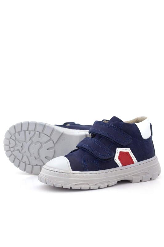 Rakerplus Tails Hakiki Deri Lacivert Kırmızı Cırtlı Çocuk Spor Bot - 6