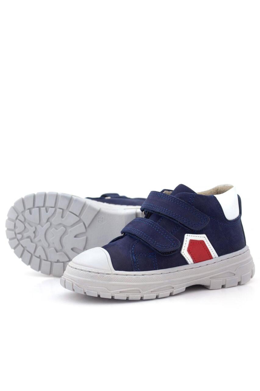 Rakerplus Tails Hakiki Deri Lacivert Kırmızı Cırtlı Çocuk Spor Bot - 6