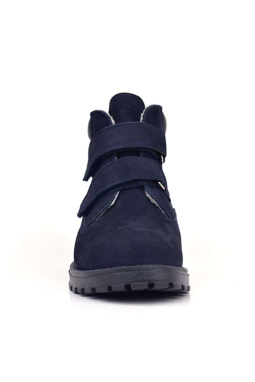 Rakerplus Neson Hakiki Deri Lacivert Nubuk Kürklü Cırtlı Çocuk Bot - 3