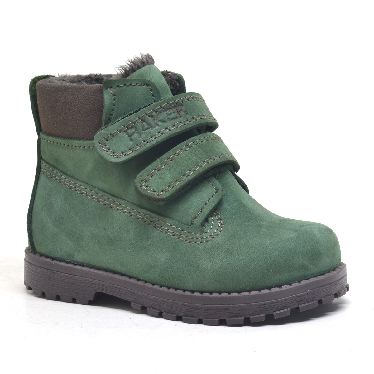 Rakerplus Neson Hakiki Deri Yeşil Kürklü Cırtlı Unisex Bebek Bot - 1