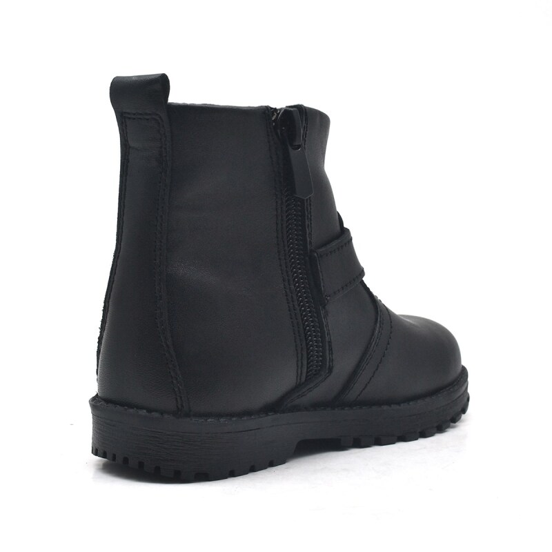 Rakerplus Chiron Genuine Leather Black Zippered Baby Boots - 3