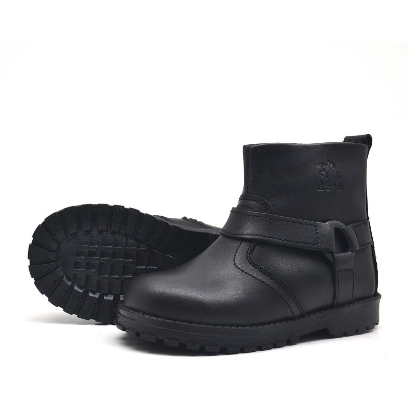 Rakerplus Chiron Genuine Leather Black Zippered Baby Boots - 5