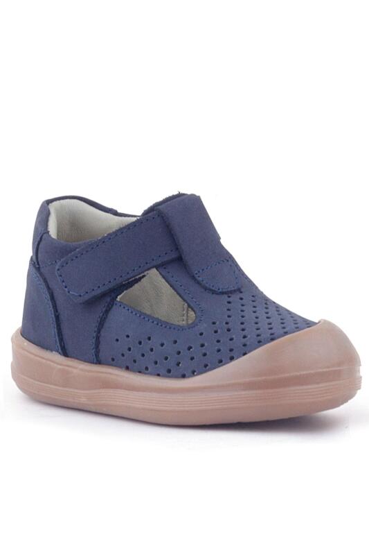 Rakerplus Shaun Hakiki Deri Koyu Lacivert Cırtlı Anatomik Bebek Sandalet - Rakerplus