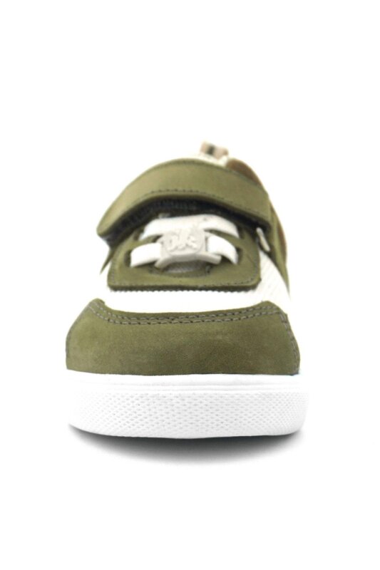 Rakerplus Genuine Leather Khaki Green Cream Colored Velcro Baby Shoes - 4
