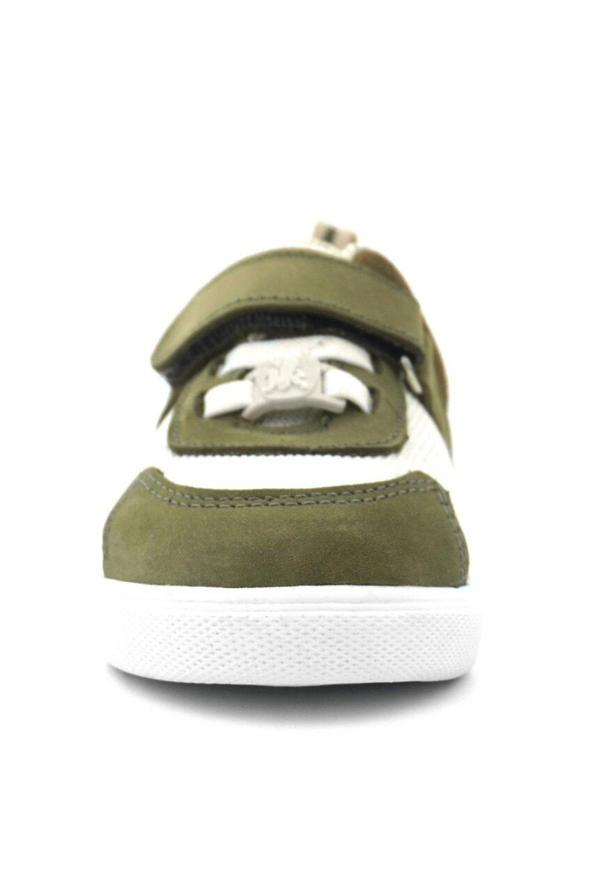 Rakerplus Genuine Leather Khaki Green Cream Colored Velcro Baby Shoes - 4