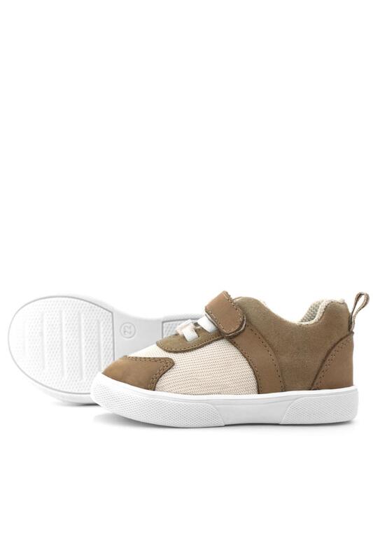 Rakerplus Hakiki Deri Krem Kum Rengi Cırtlı Bebek Ayakkabı - 6