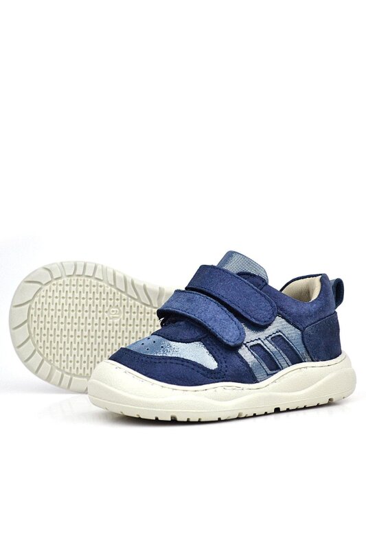 Rakerplus Schaggy Genuine Leather Navy Blue Shiny Baby Sneakers - 3