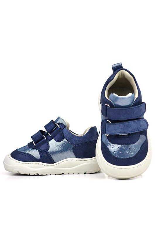 Rakerplus Schaggy Genuine Leather Navy Blue Shiny Baby Sneakers - 4