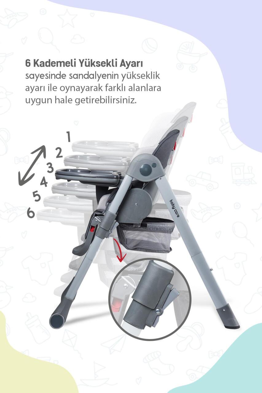 Baby Care BC511 Flex Plus Mama Sandalyesi Gri - 6