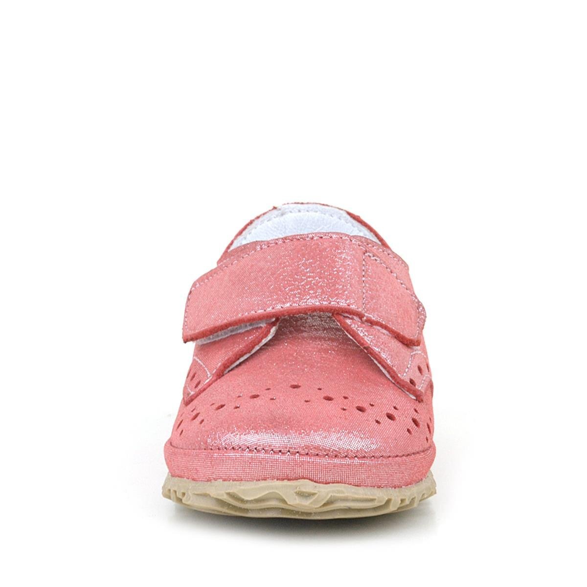 Genuine Leather Pink Glitter Velcro Baby Bootie Shoes - 3