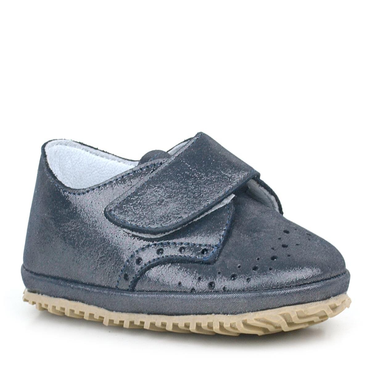 Genuine Leather Glittery Velcro Baby Bootie Shoes - 1