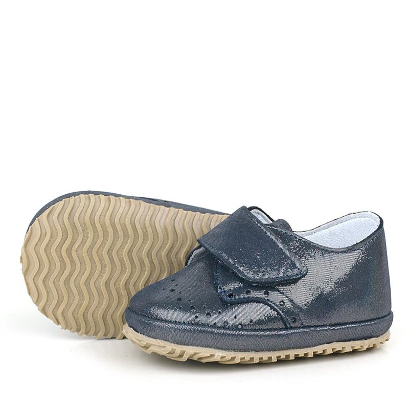 Genuine Leather Glittery Velcro Baby Bootie Shoes - 2