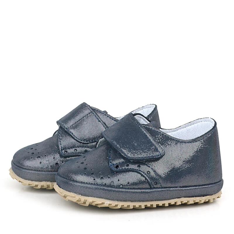 Genuine Leather Glittery Velcro Baby Bootie Shoes - 5