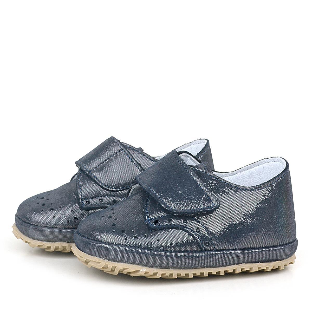 Genuine Leather Glittery Velcro Baby Bootie Shoes - 5