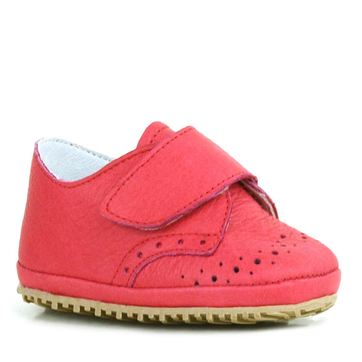 Genuine Leather Pomegranate Blossom Velcro Baby Bootie Shoes - 2