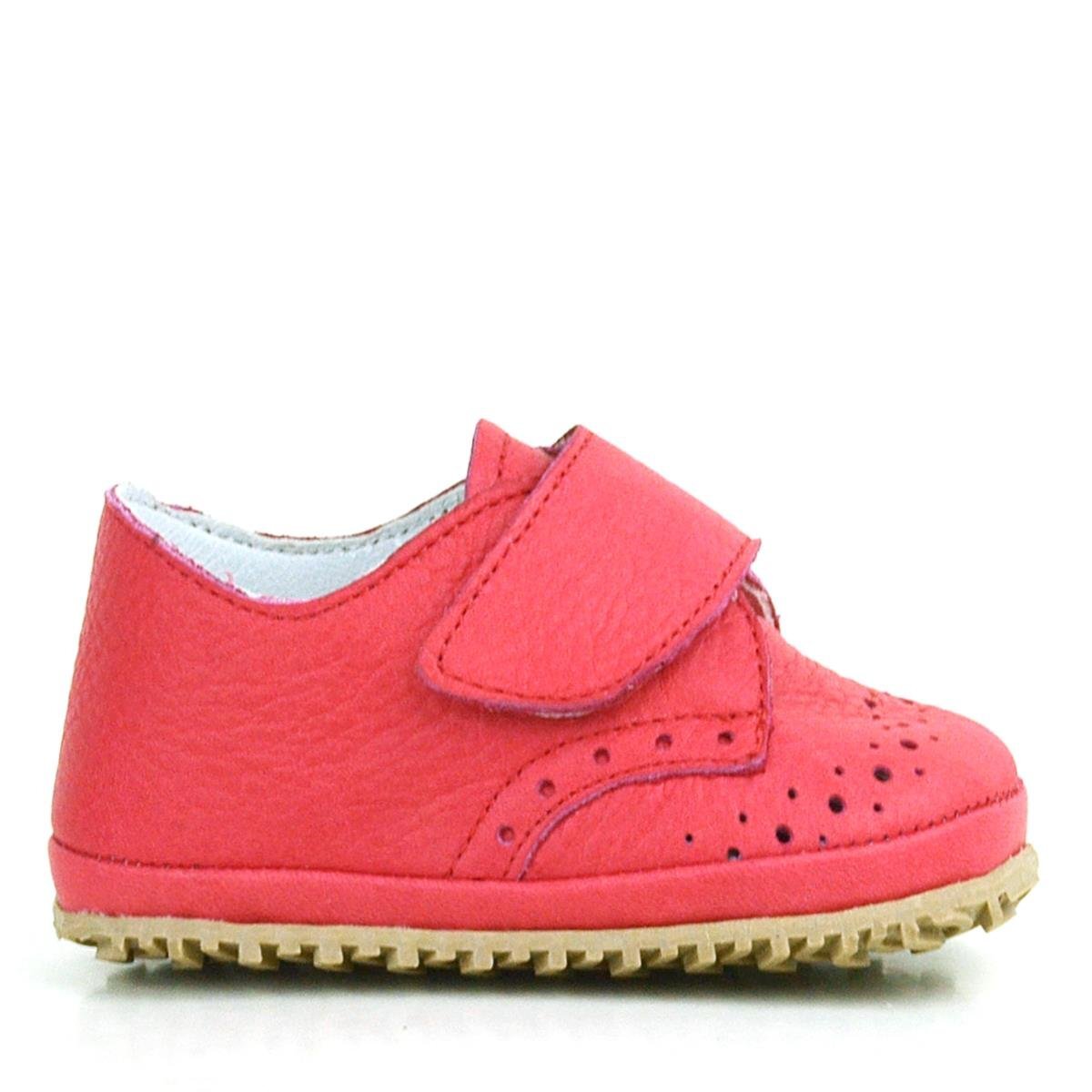 Genuine Leather Pomegranate Blossom Velcro Baby Bootie Shoes - 3