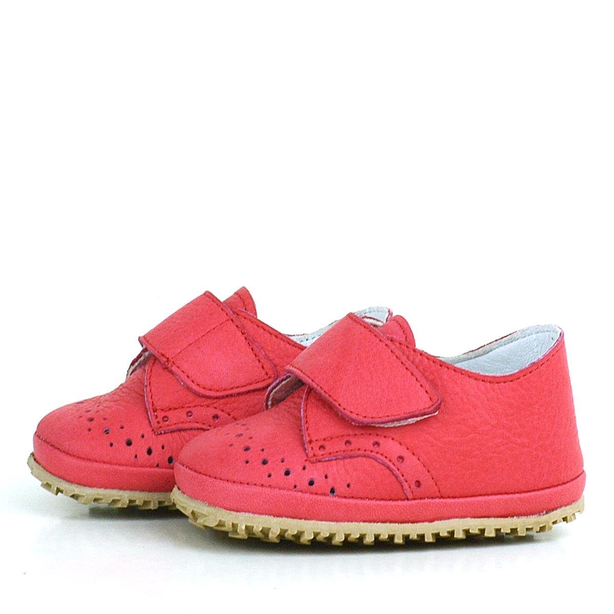 Genuine Leather Pomegranate Blossom Velcro Baby Bootie Shoes - 5